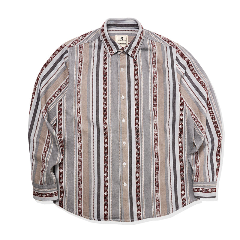 エスニック調 マルチストライプ長袖シャツ – Karakubuy