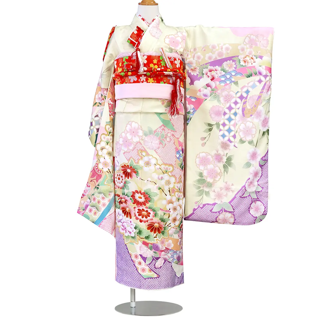 式部浪漫》藤色の辻が花風の着物／七五三・七歳女の子 | 宅配着物