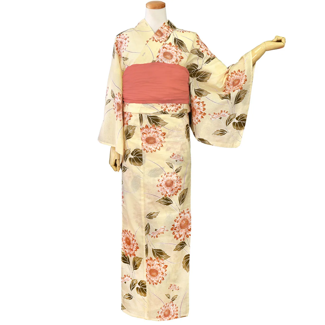 クリーム×向日葵／レディース浴衣 | 宅配着物レンタルの京都かしきもの