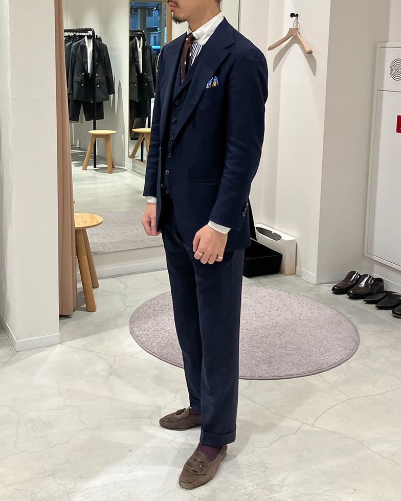 ミッドナイトネイビースリーピーススーツ 福岡天神店 J.Shinohara