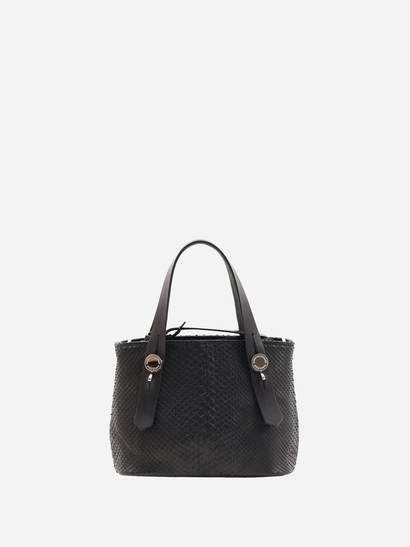 蛇革のプチトートバッグ カツユキコダマ オリジナルシルバー釦