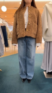 ♡alfa♡ミラオーウェン♡金釦ノーカラーコンパクトボアジャケット