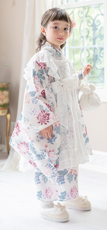 花刺繍チュールレース着物ワンピース＆ 被布セット CC0746｜キャサリン