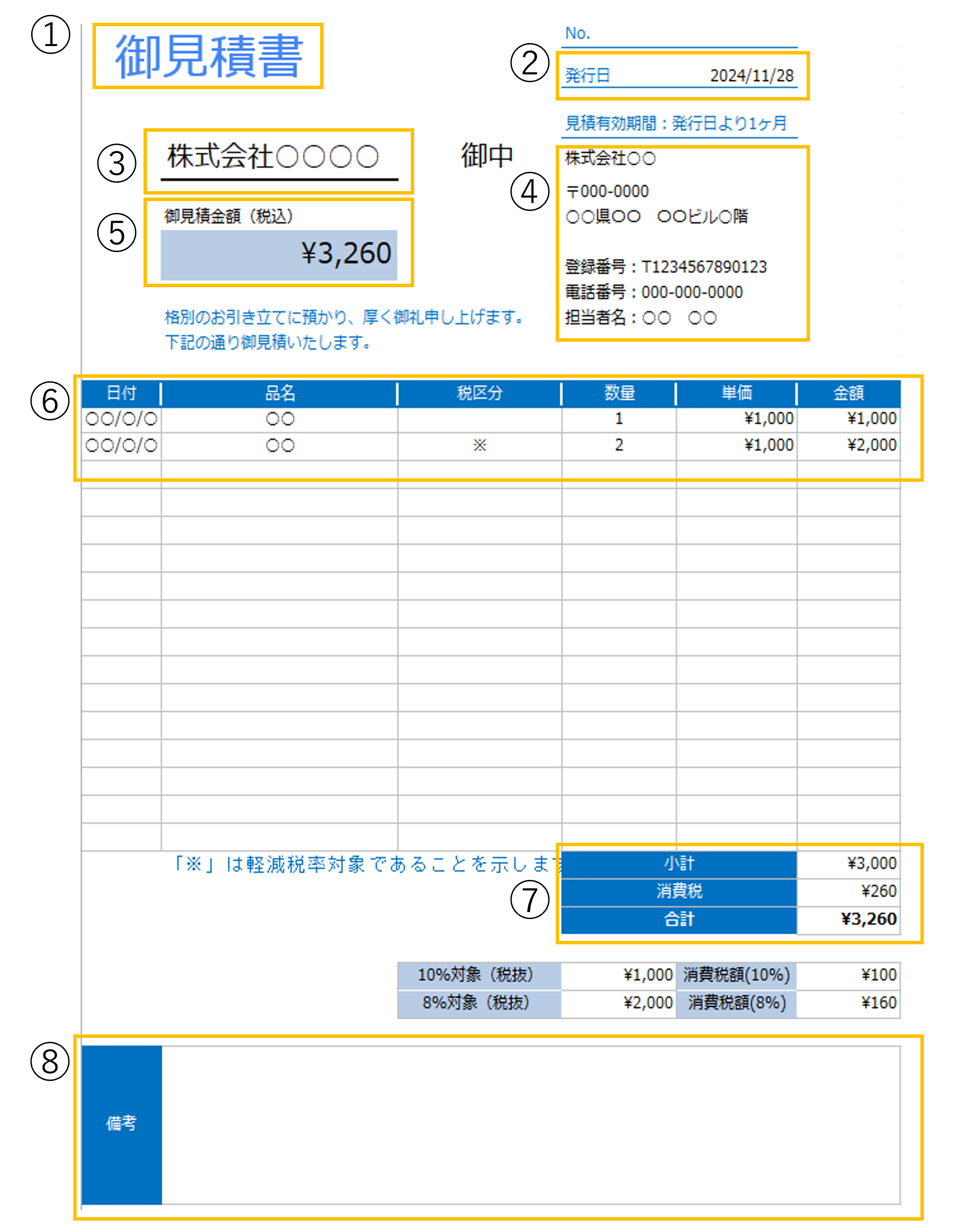 見積書の無料エクセルテンプレート｜記載事項と作成時の注意点は