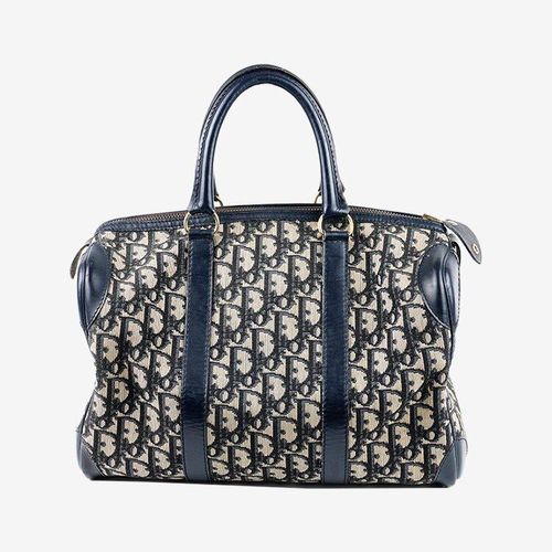 並品】Dior トロッターミニボストンバッグ ネイビー ヴィンテージ