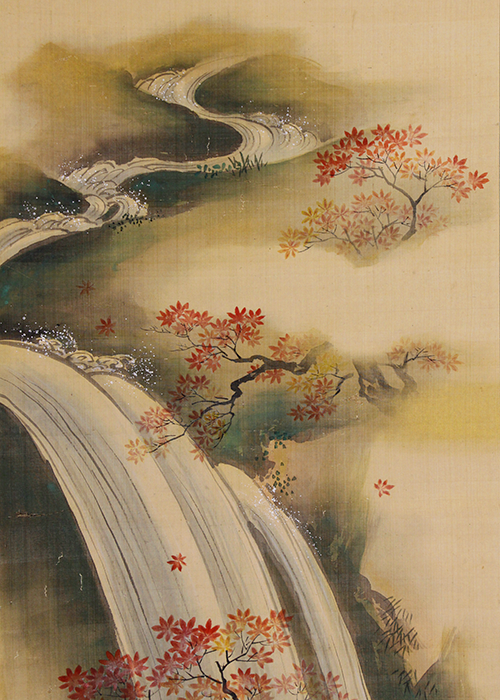 狩野晴川院 瀑下紅葉図 | 古美術瀬戸