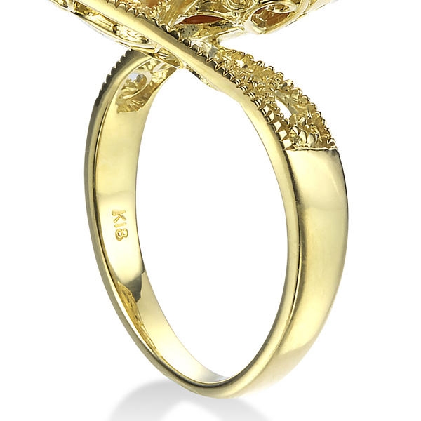 オーロラ茶金 K18 南洋ゴールドパール リング（11.7ミリ D0.08ct・無