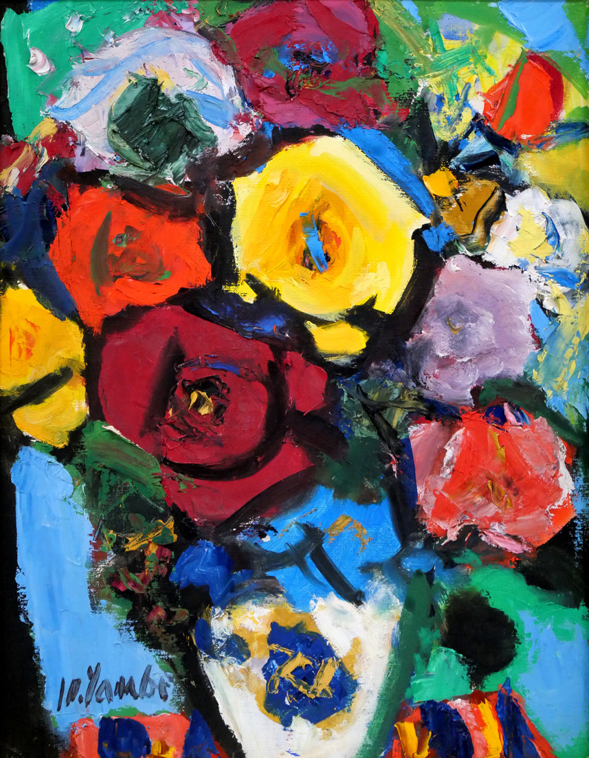 田辺三重松「薔薇」油絵・F6号 絵画買取・販売の小竹美術