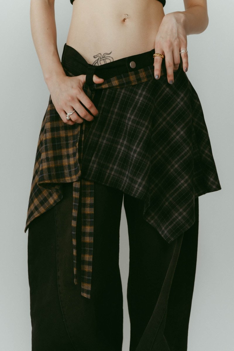 shirt wrap denim pants/black | KNUTH MARF