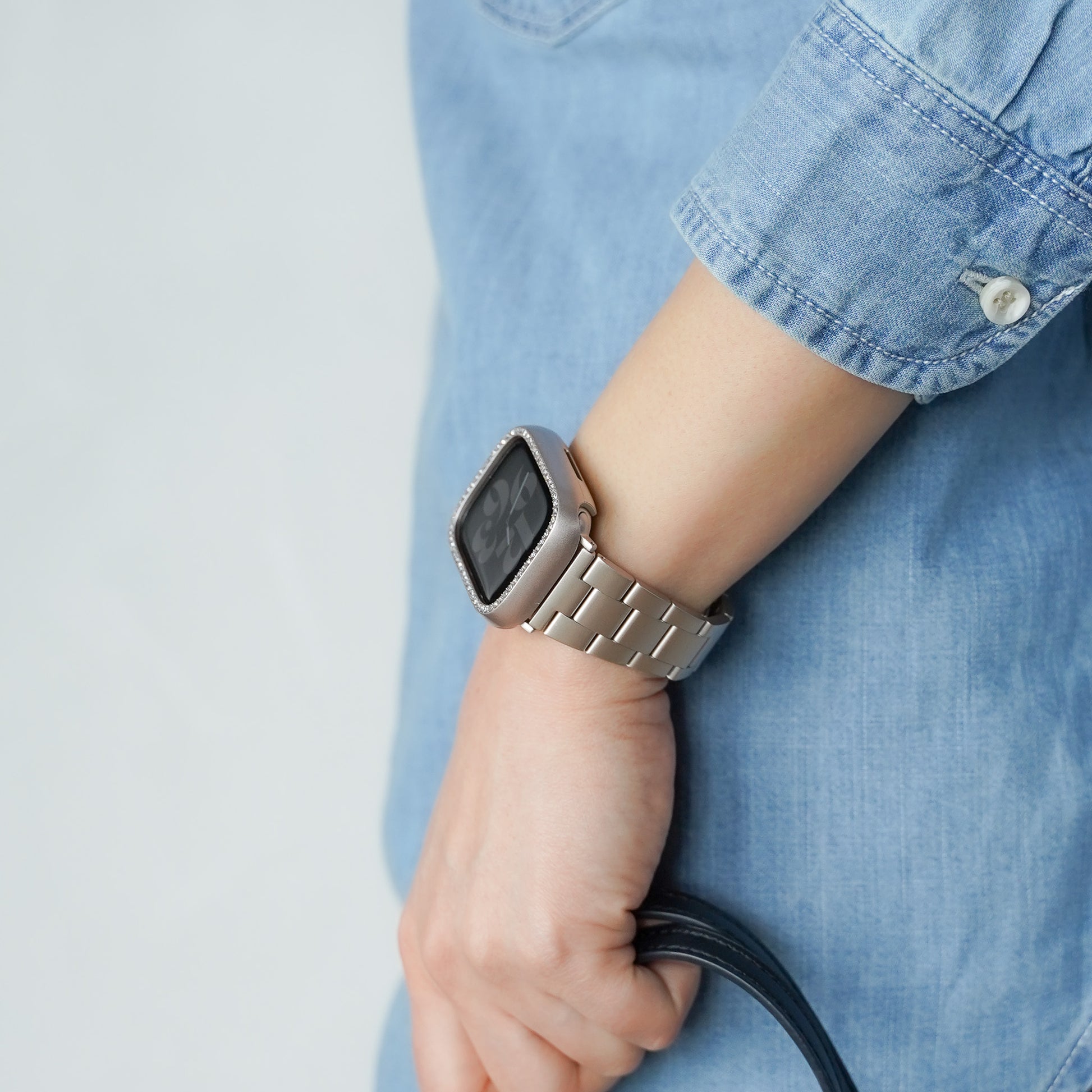 ステンレス 工具不要 三連 アップルウォッチバンド Apple Watch ベルト