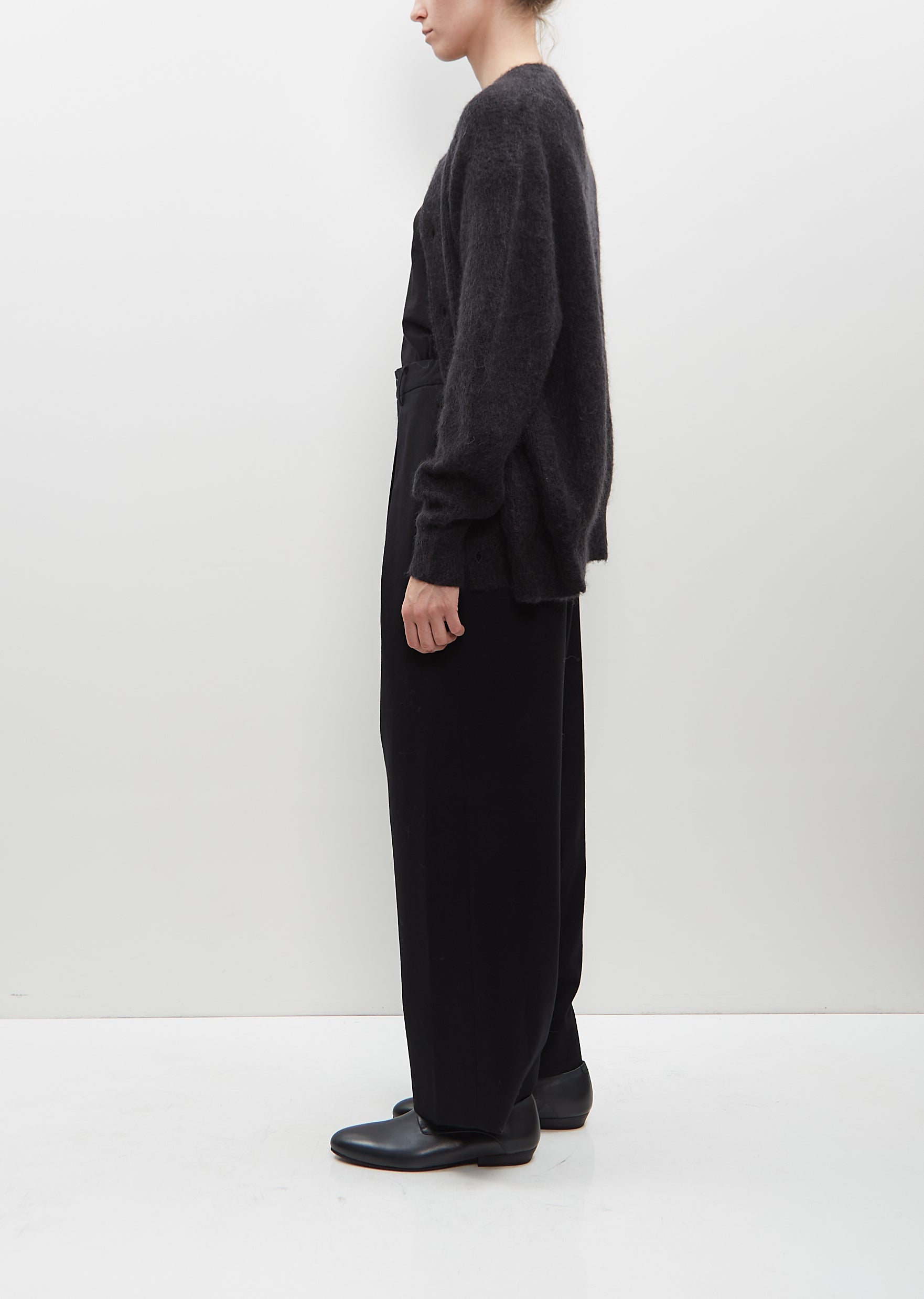 Kid Mohair Cardigan — Dark Charcoal – La Garçonne