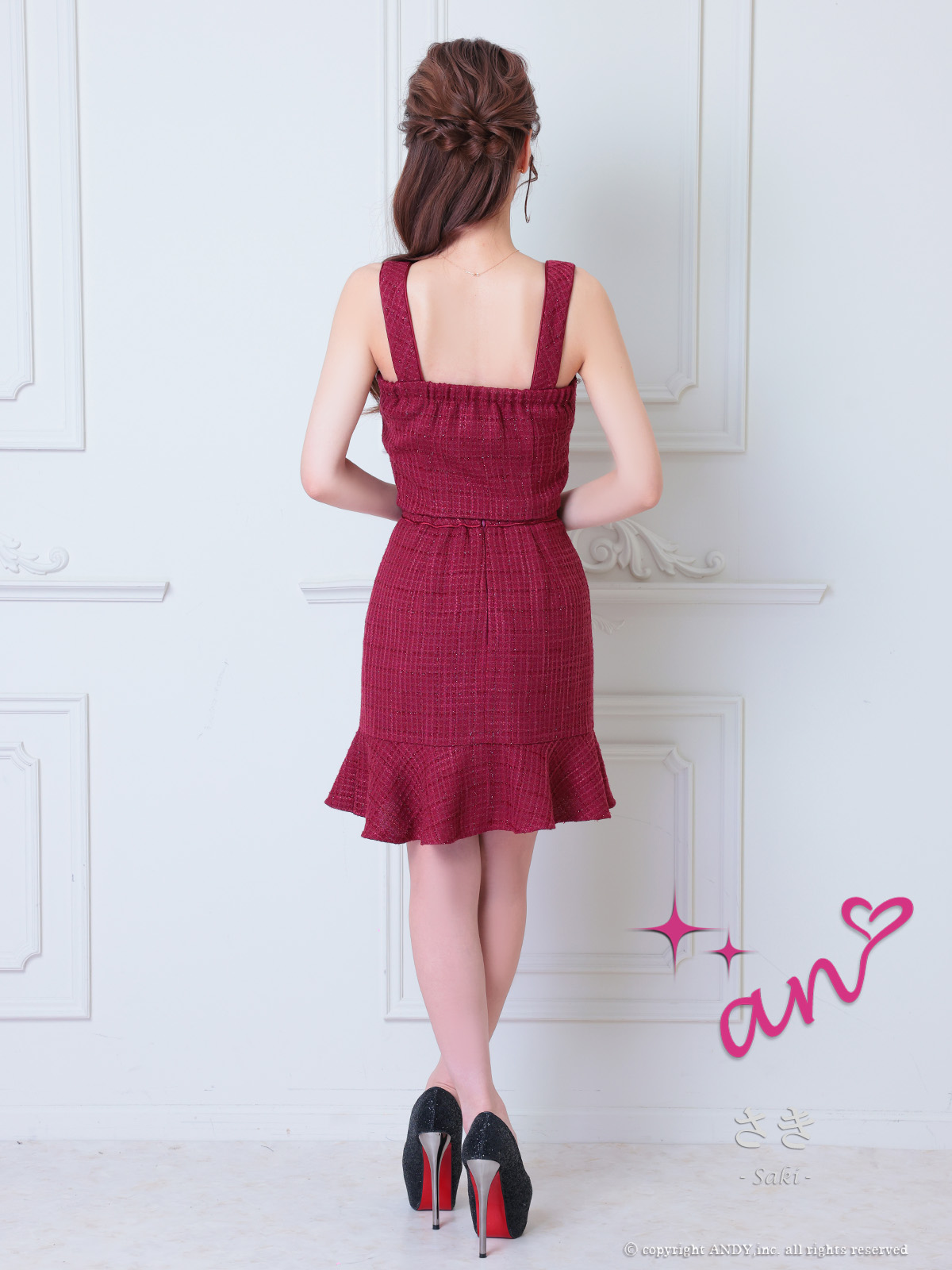 an/アン】ノースリーブ セットアップ ジップデザイン 裾フリル ドット