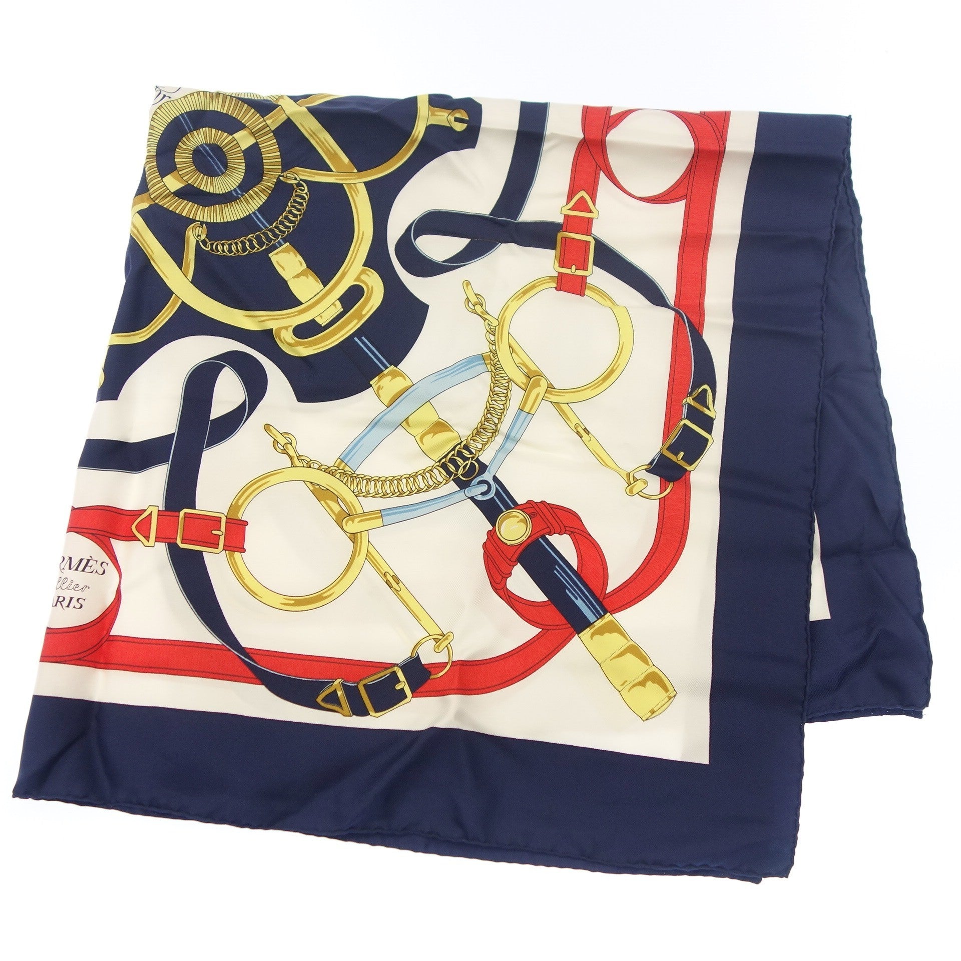 HERMES】エルメス カレ90 Eperon d Or 黄金の拍車 スカーフ シルク100