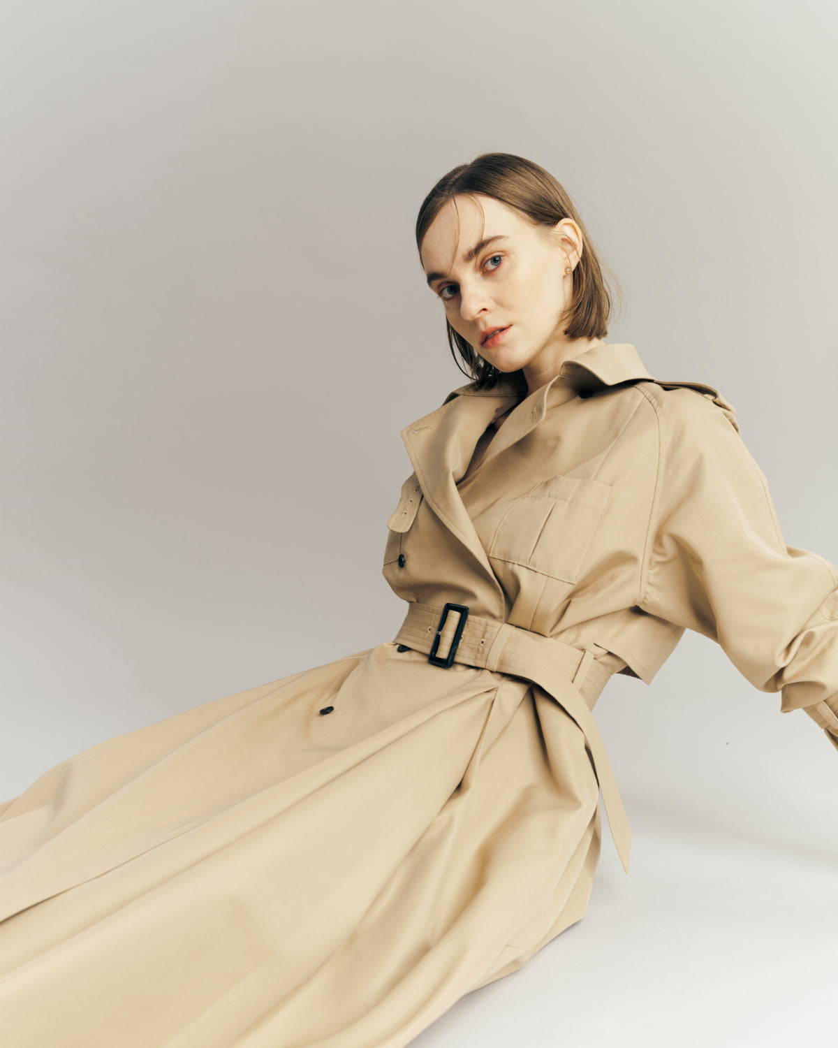 Belted Flare Trench coat – L'AUBE BLANC