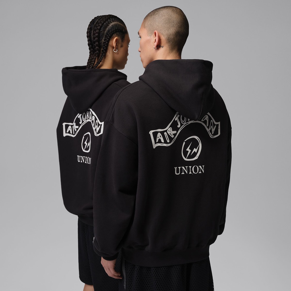 Air Jordan x Union x Fragment Full Zip Hoodie (Black & Sail) | END