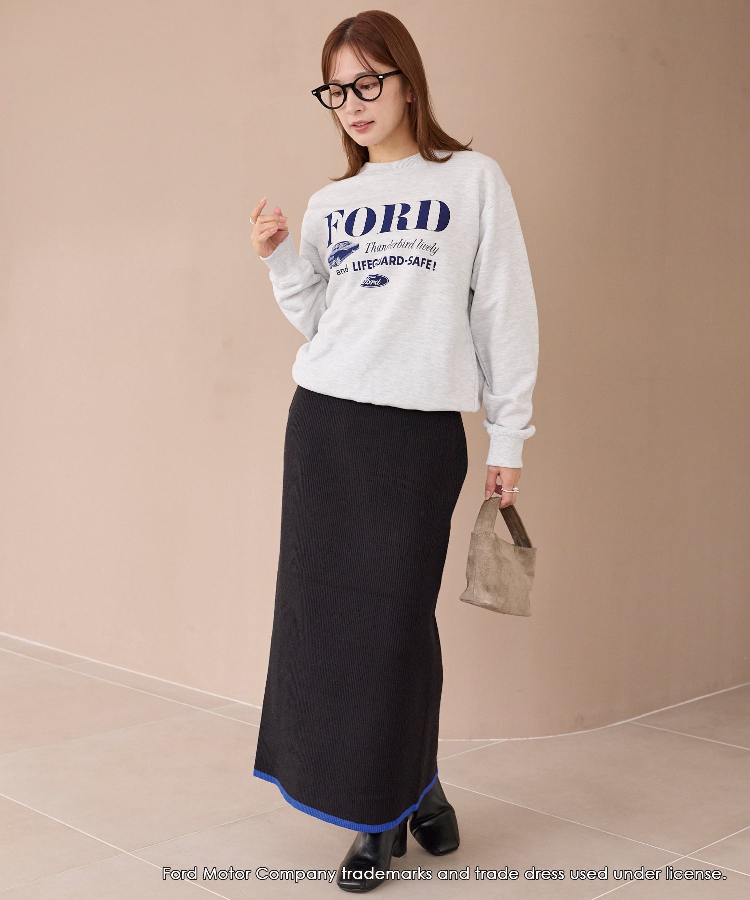 洗える】バイカラーリブニットスカート | ラビアンジェ-⼤きいサイズの