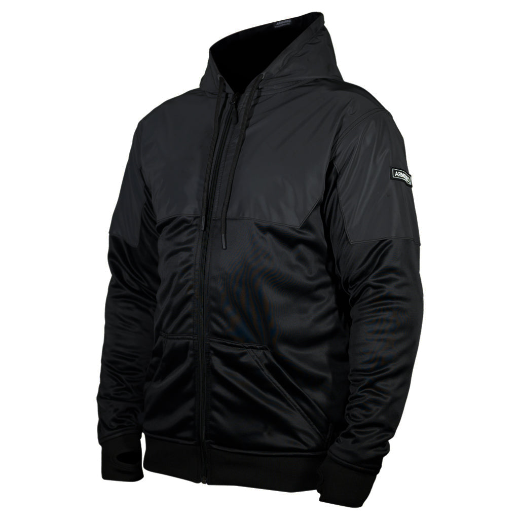 Armored Black on Black Reflective Performance Hoodie - LAZYROLLING