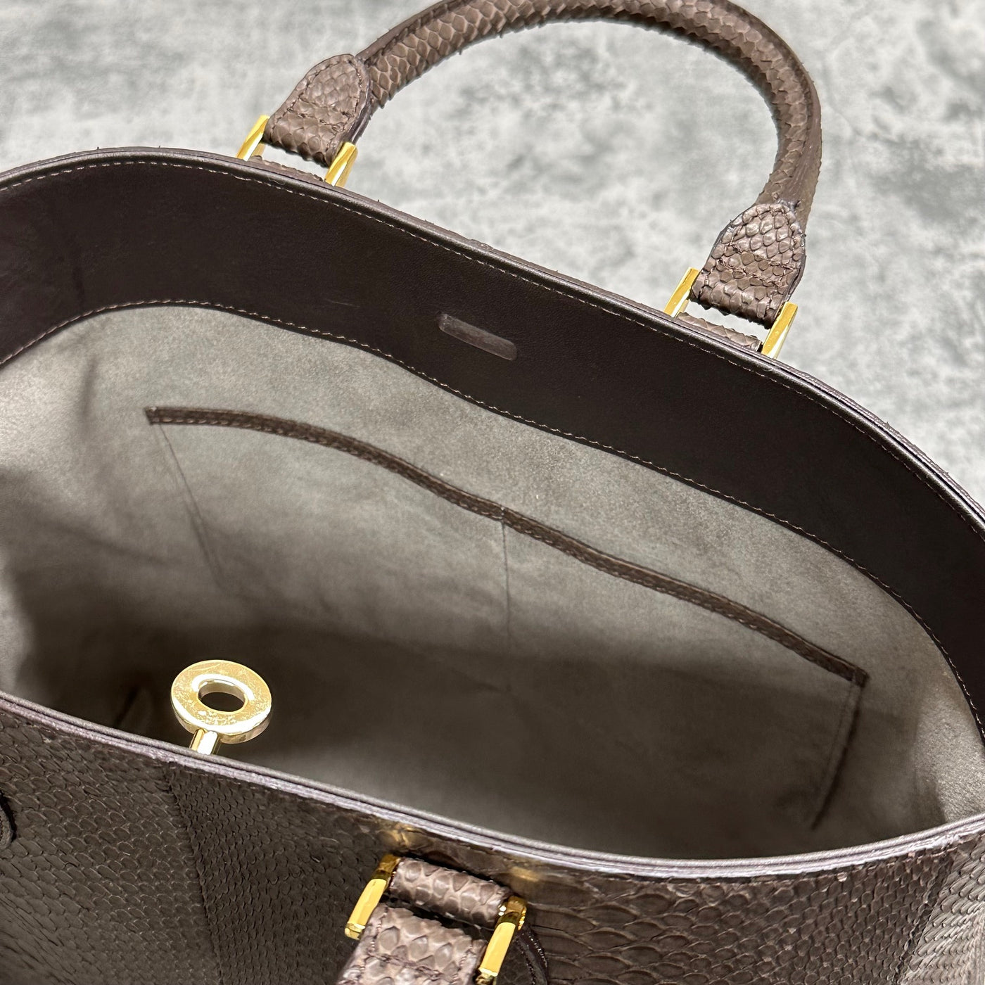 パイソン トートバッグ 蛇革 本革 メンズ レディース 茶色 ブラウン