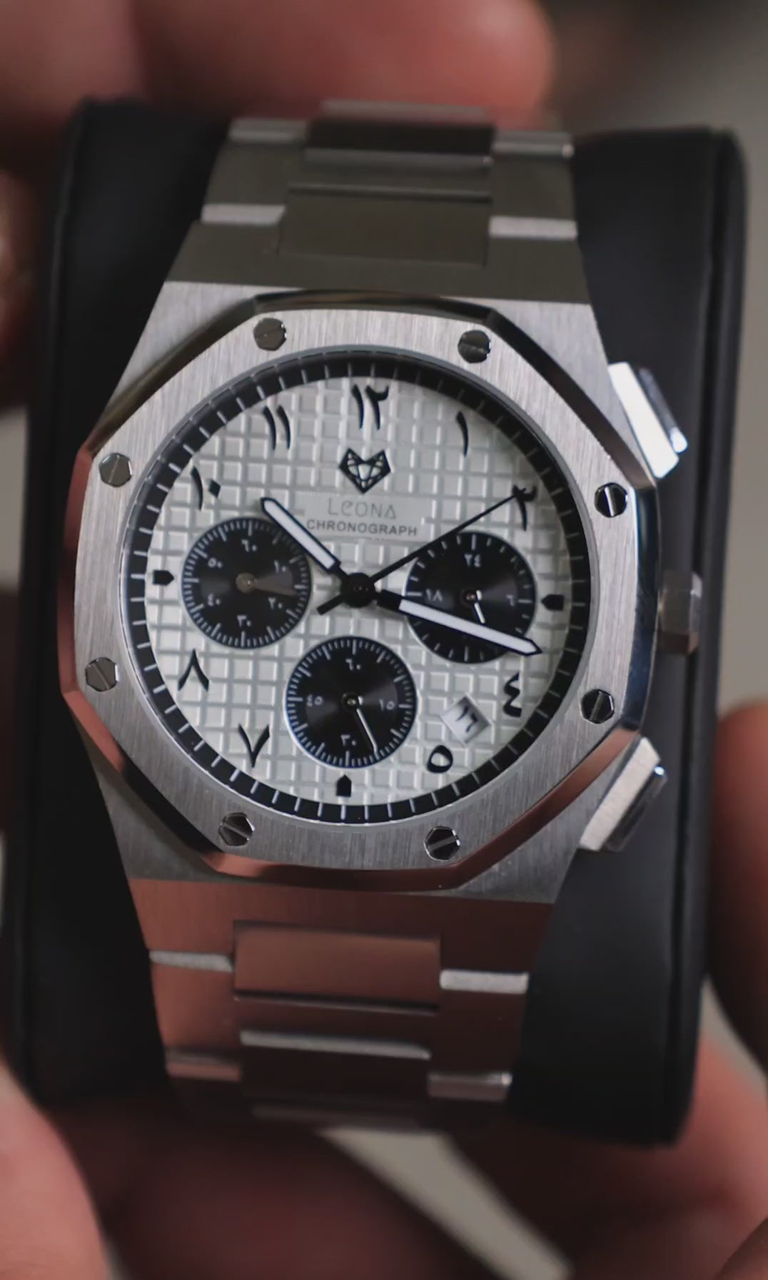 Royal Chronograph Panda - 40mm / Arabic Dial / Full 316L Steel / Japan