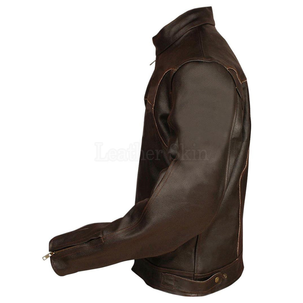 Leather Skin Brown Biker Motorcycle Premium Genuine Leather Jacket