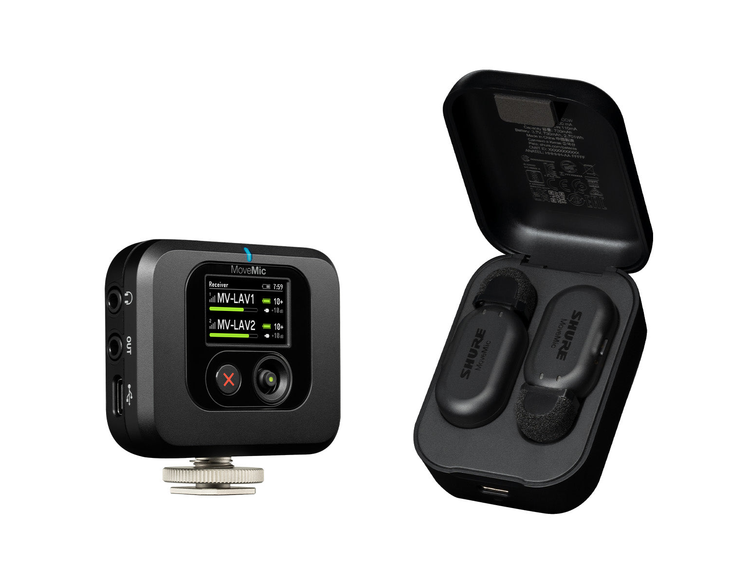 MoveMic Two Reciever Kit 2-Ch Wireless Lav System 2xMics+Reciever