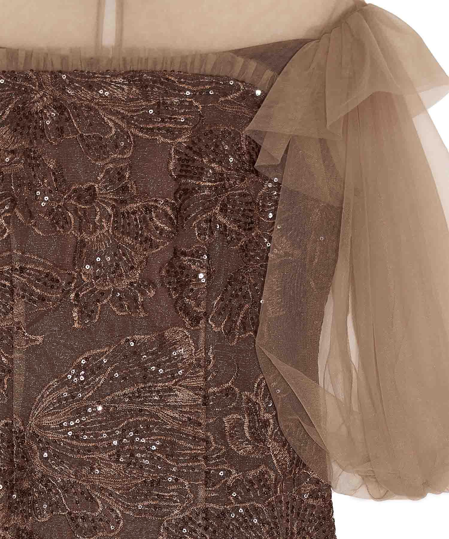 当日発送】フラワースパンコールシアーフリルスリーブIライン