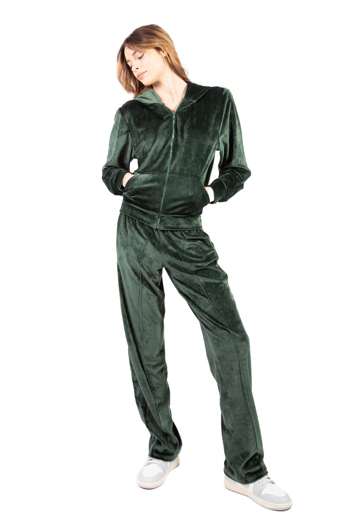 Sunday Dark Green Soft-Touch Velour Tracksuit | L'Equilibriste