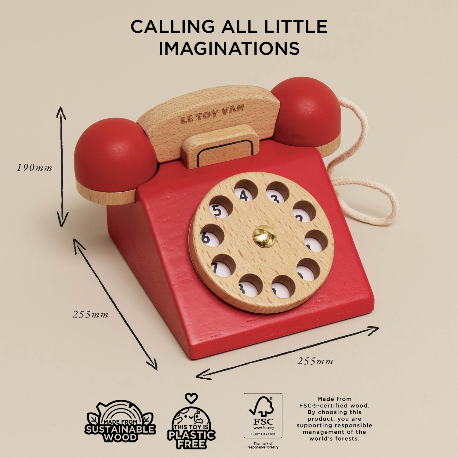 Vintage Phone | Wooden Role Play Toys | Le Toy Van