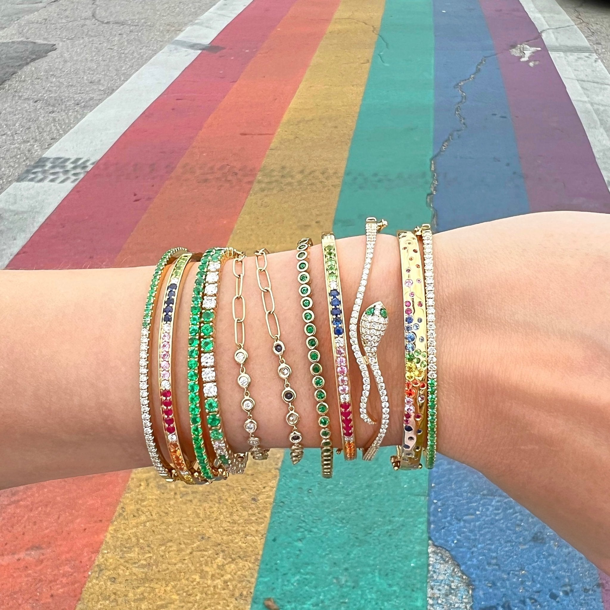 Gemstone Hinge Bangle – Lindsey Leigh Jewelry