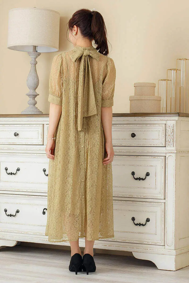 イエローのバックリボンレースドレス | Dorrydoll | M・マタニティ可