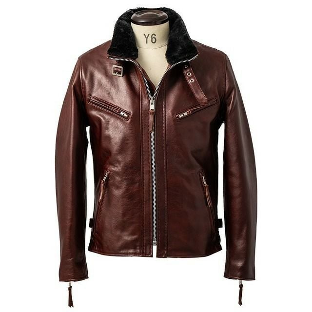 Liugoo Leathers 本革 WING-NECK シングルライダースジャケット メンズ