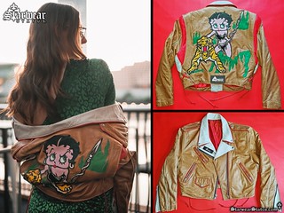 🔥Vintage 80s BETTY BOOP Tiger Pinup Tribal Retro Leather Racing