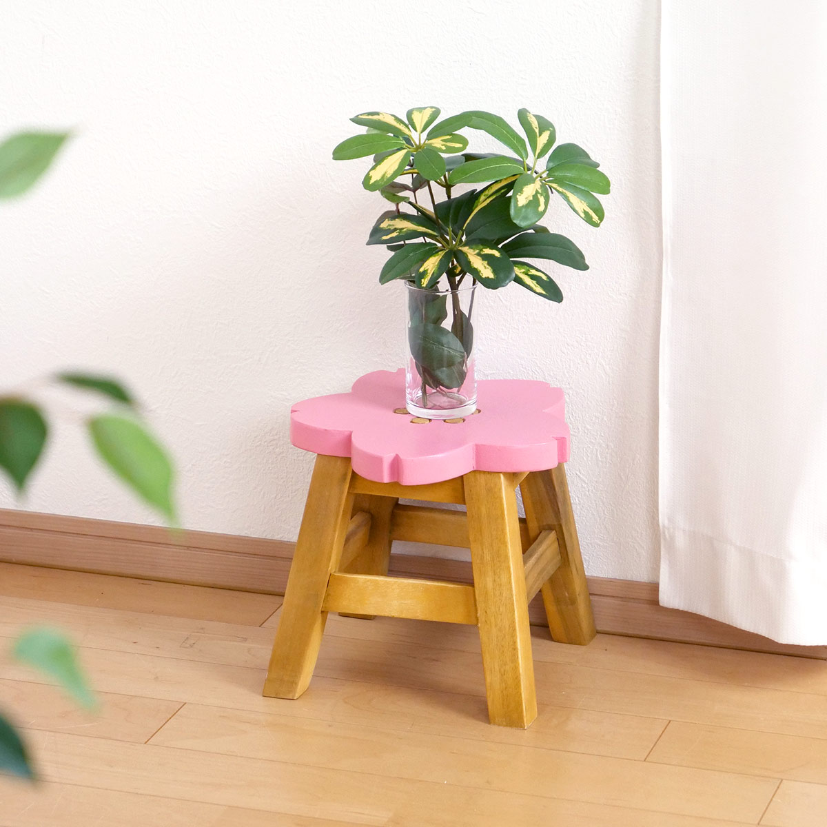 スツール 座面高25～26cm サクラ 天然木 （ ウッドスツール 子ども