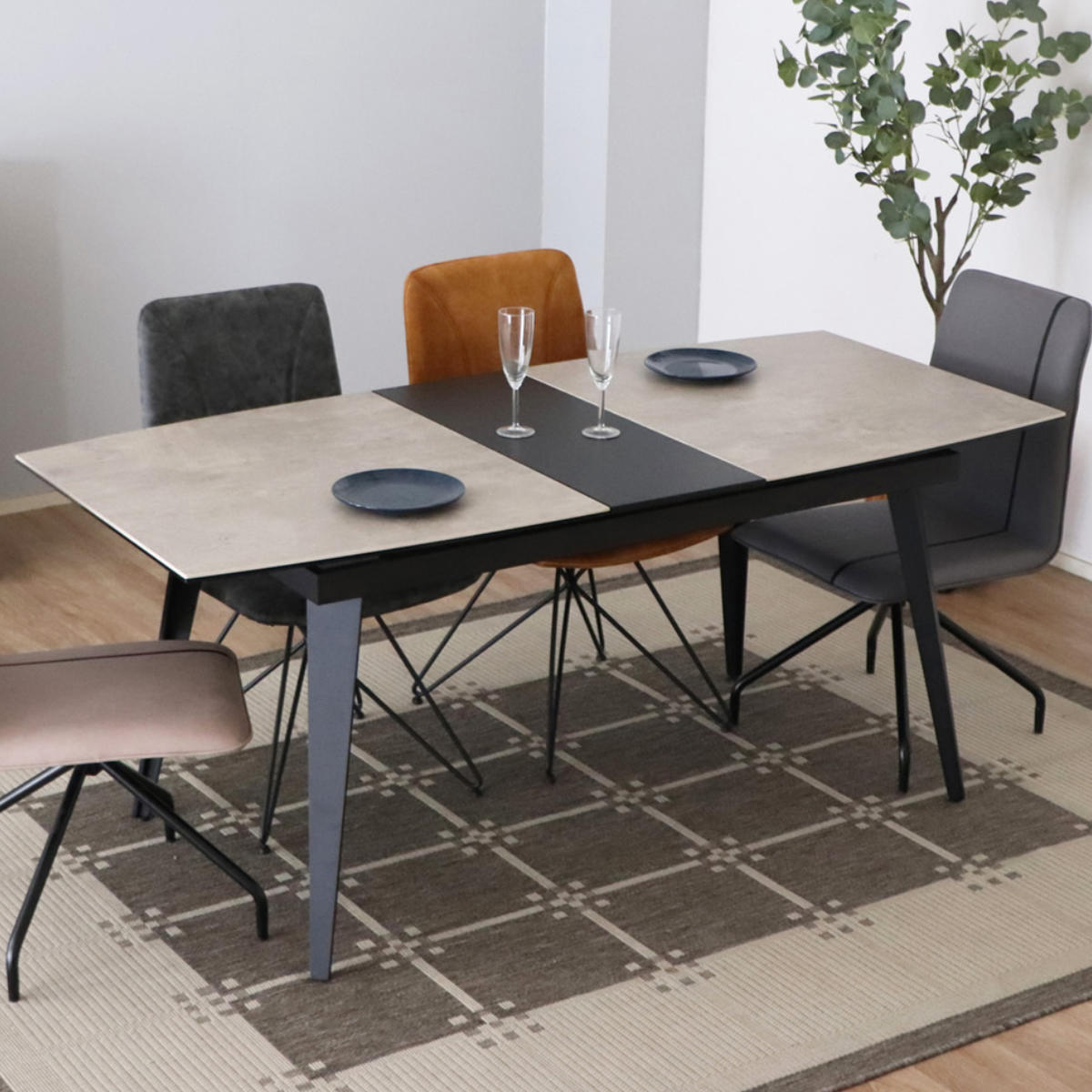 ダイニングテーブル 伸縮式 セラミック天板 140～170cm UPセラ