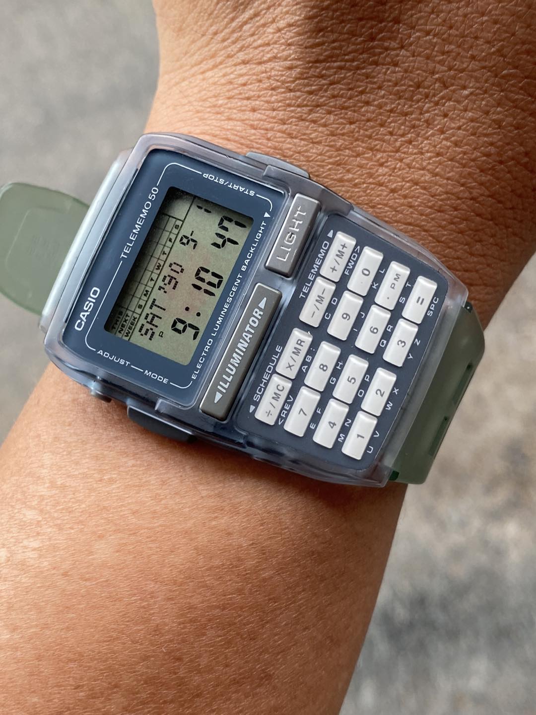 VINTAGE CASIO DIGITAL CALCULATOR WATCH TELEMEMO 50 ILLUMINATOR DBC
