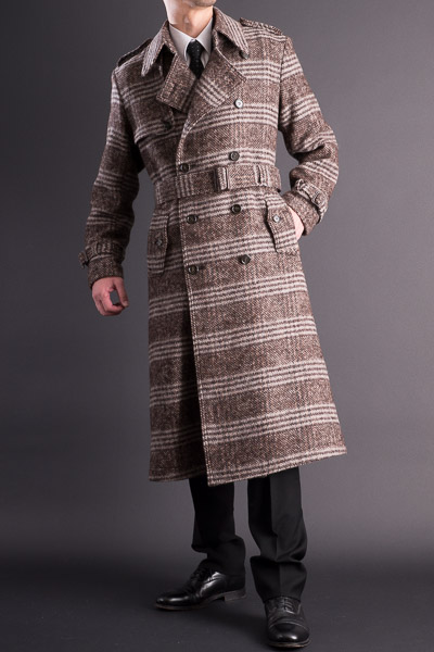 ダブルトレンチコート ツイードチェック120 【ロングコート・マント