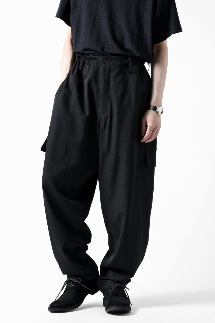 Y's for men SIDE TUCK CARGO POCKET PANTS / WRINKLED GABARDINE