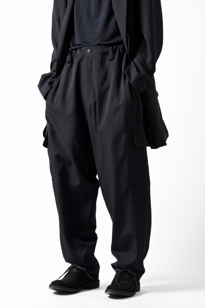 Y's for men SIDE TUCK CARGO POCKET PANTS / WRINKLED GABARDINE