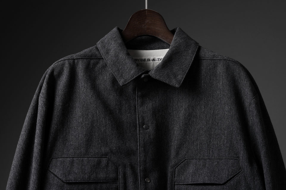 OPPOSE DUALITY PANEL SHIRT JACKET / WOOL x COTTON TWILL (GRAY)の