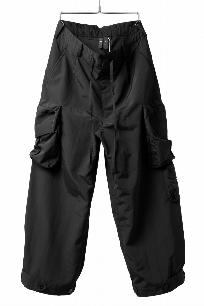 Y-3 Yohji Yamamoto CRINKLE CUFF CROPPED PANTS / POLYAMIDE (BLACK