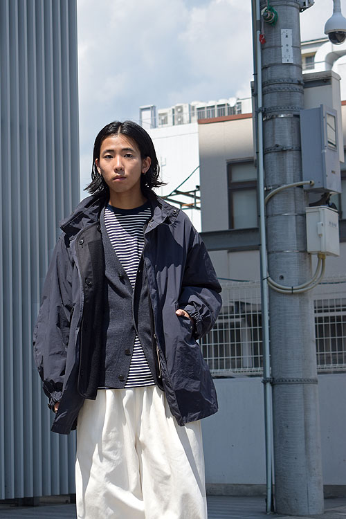 ATON-AIR WEATHER SHORT MODS COAT / WOOL WASHI OVERSIZED CARDIGAN