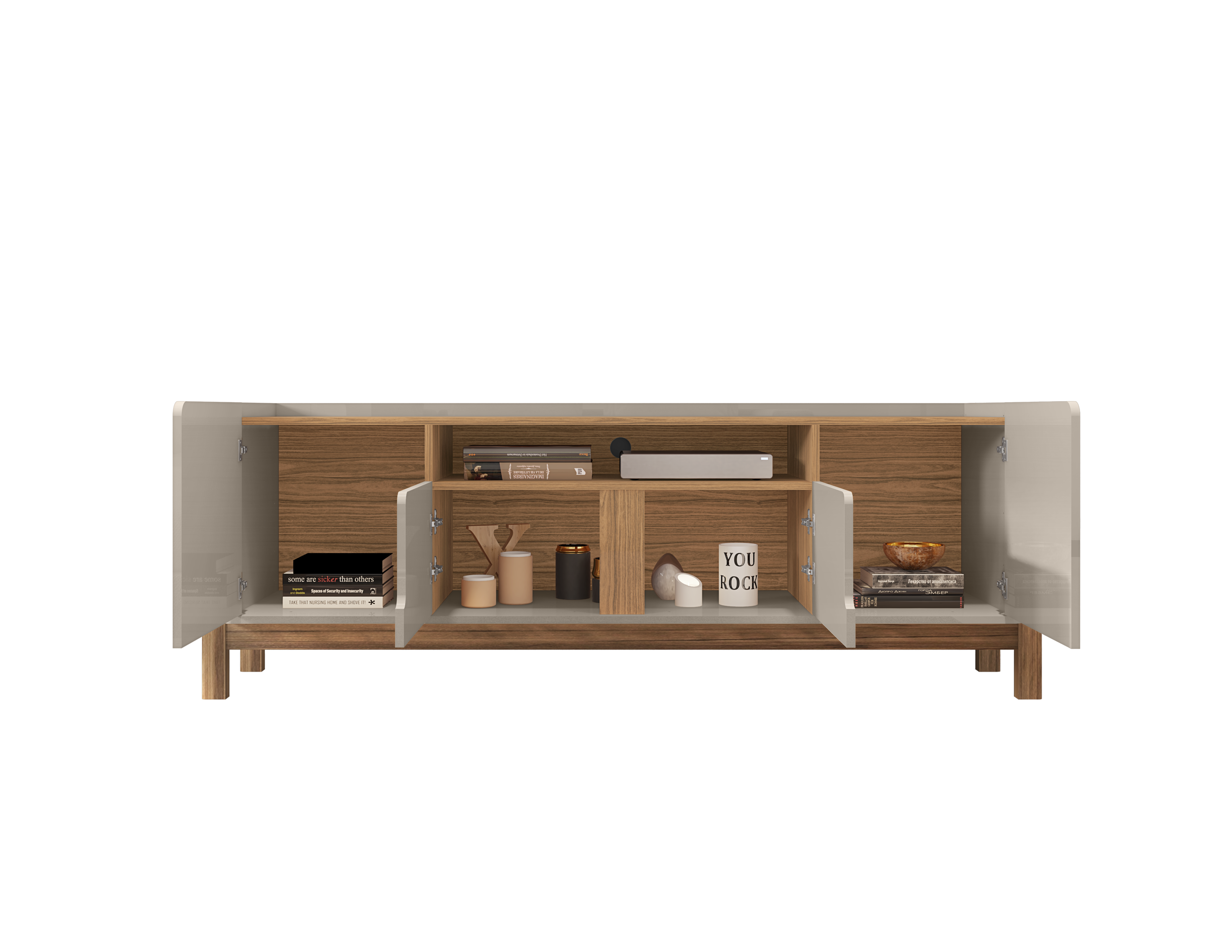 Rack Lizz 190cm para TVs Até 60 Polegadas Com Detalhes Curvo Base de M