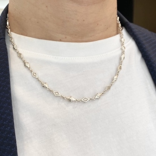 MIX DIAMOND SHAPED / CROSS OPEN / SOLID LINK CHAIN / Silver