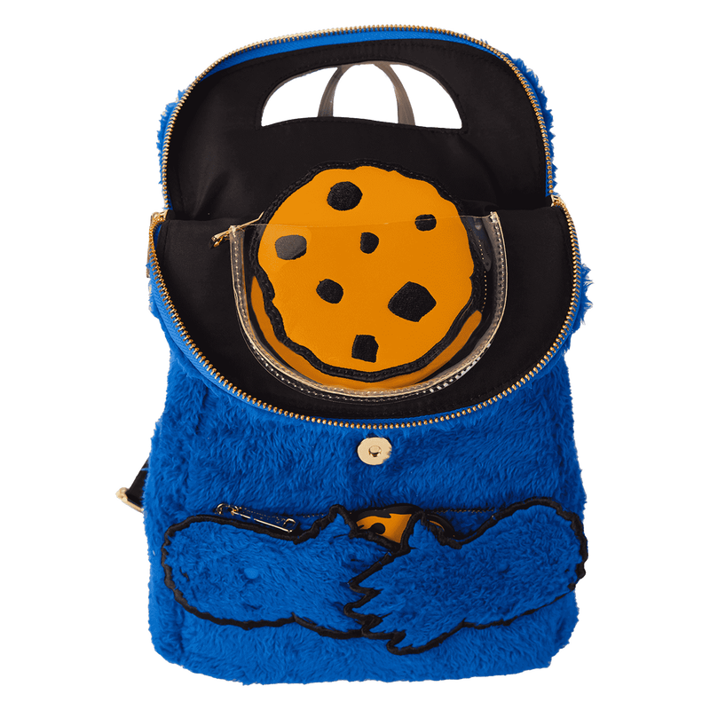 Sesame Street Cookie Monster Plush Cosplay Mini Backpack With Coin