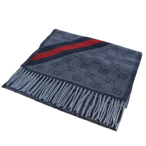 グッチ マフラー メンズ レディース ネイビー GUCCI 570603 3G200 4068