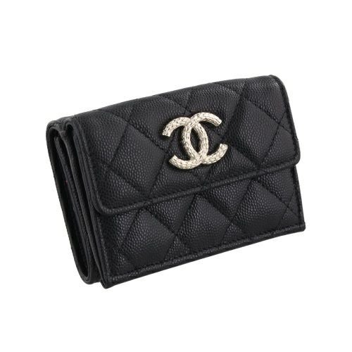 シャネル 三つ折り財布 レディース ココマーク ブラック CHANEL AP4319