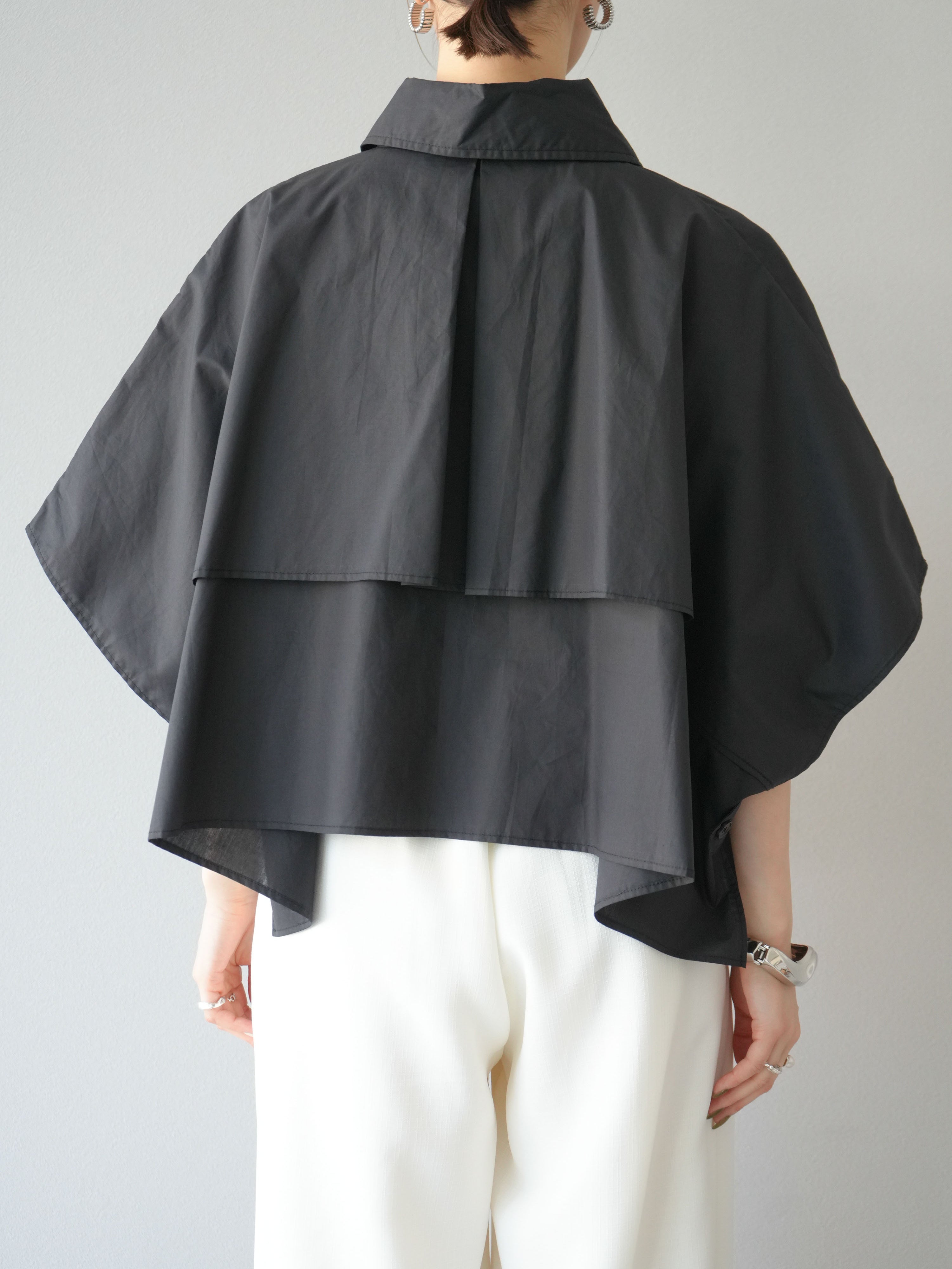 予約]ポンチョショートシャツ/ブラック – Lumier