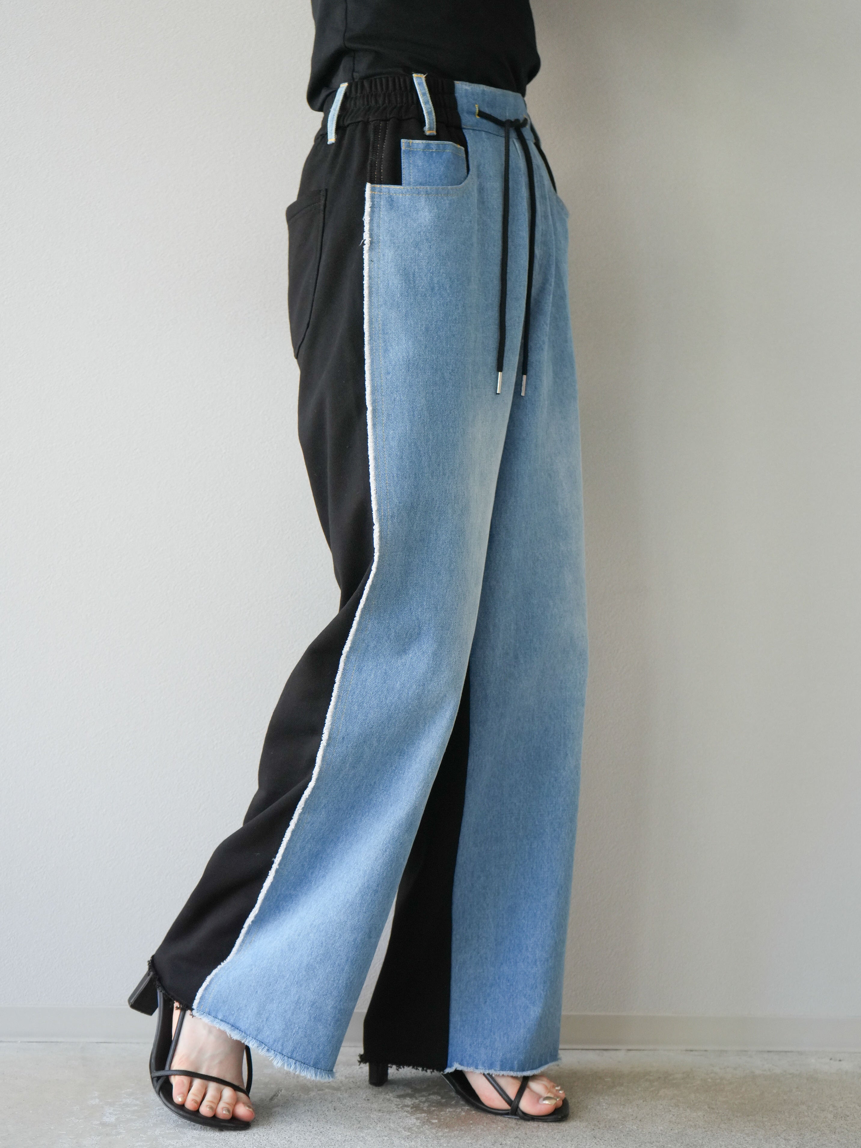 予約]デニムドッキングスウェットパンツ/ブラック – Lumier