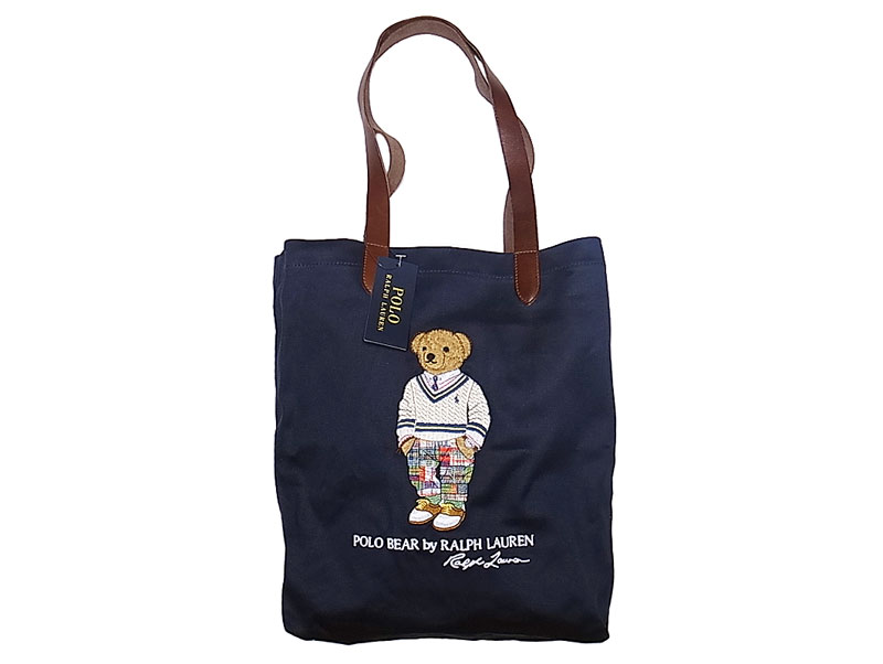 POLO BEAR Shoulder TOTE BAG ポロベア刺繍 本革ハンドル トートバッグ