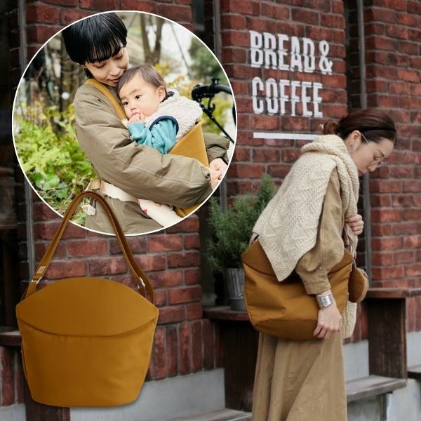 ノルン(N/ORN)抱っこ紐バッグ(日本製)【キャメル】ヒップシートになる